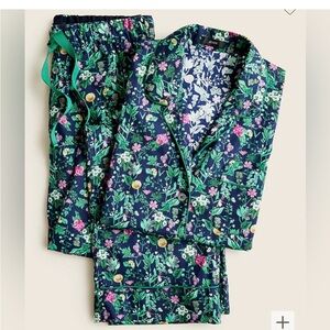 J. Crew Floral Pajama Set - Green and Pink